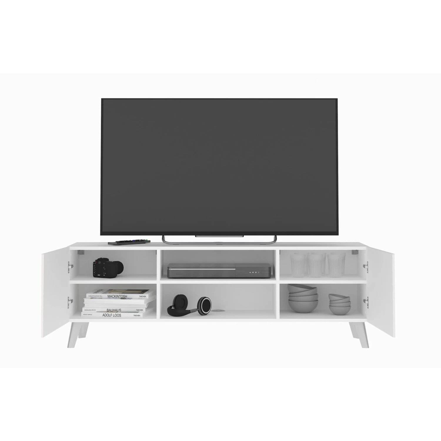 Lowboard - weiß - 140 cm breit 4 Lowboard - weiß - 140 cm breit – Bild 4