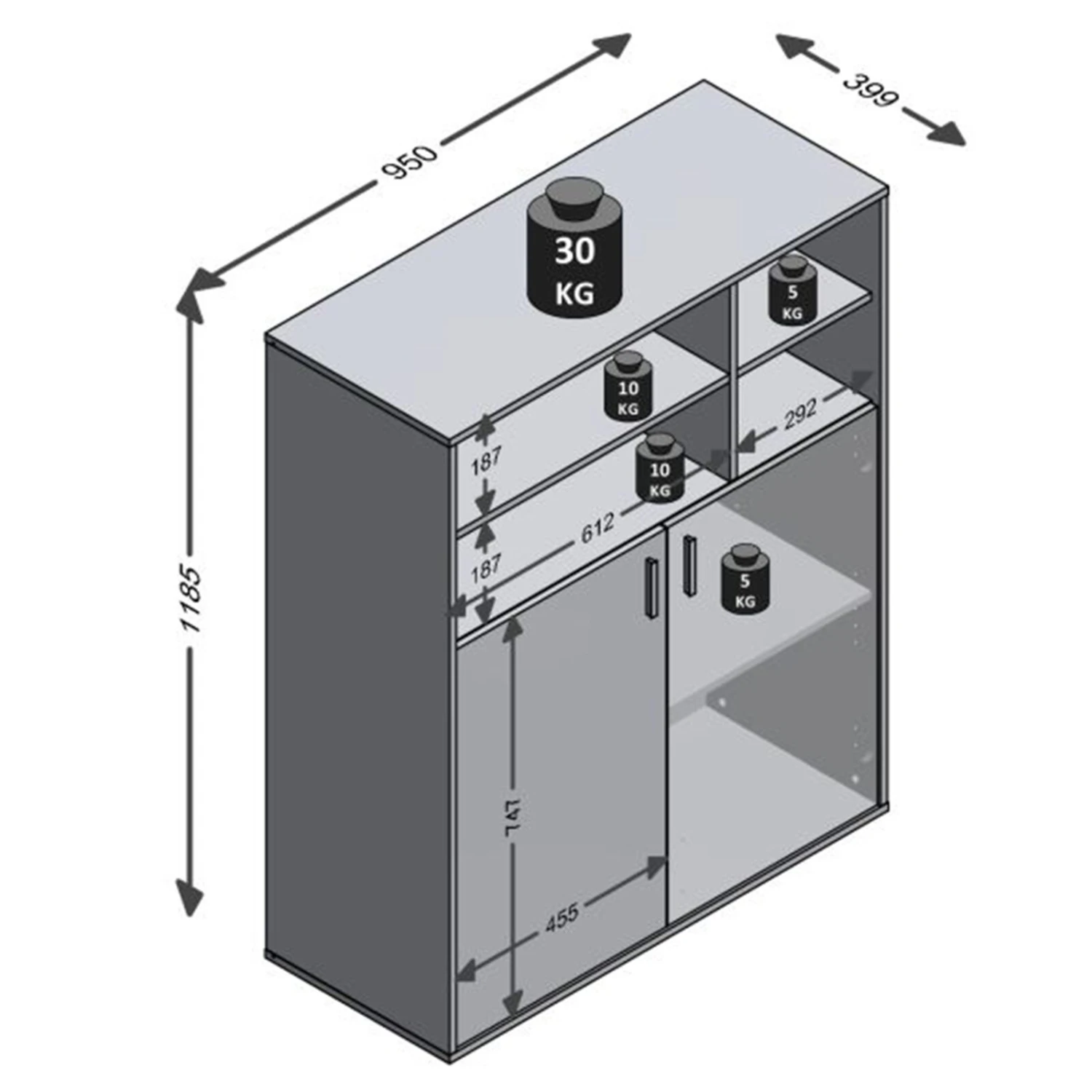Kommode - Beton-weiß - 95 cm 5 Kommode - Beton-weiß - 95 cm – Bild 5
