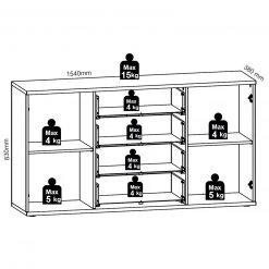 Sideboard - Bartex Eiche-grau - 4 Schubkästen - 154 cm breit 8 Sideboard - Bartex Eiche-grau - 4 Schubkästen - 154 cm breit -Esszimmer Verkaufsgeschäft 0153002600 04 1600Wx1600H