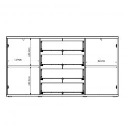 Sideboard - Bartex Eiche-grau - 4 Schubkästen - 154 cm breit 9 Sideboard - Bartex Eiche-grau - 4 Schubkästen - 154 cm breit -Esszimmer Verkaufsgeschäft 0153002600 05 1600Wx1600H