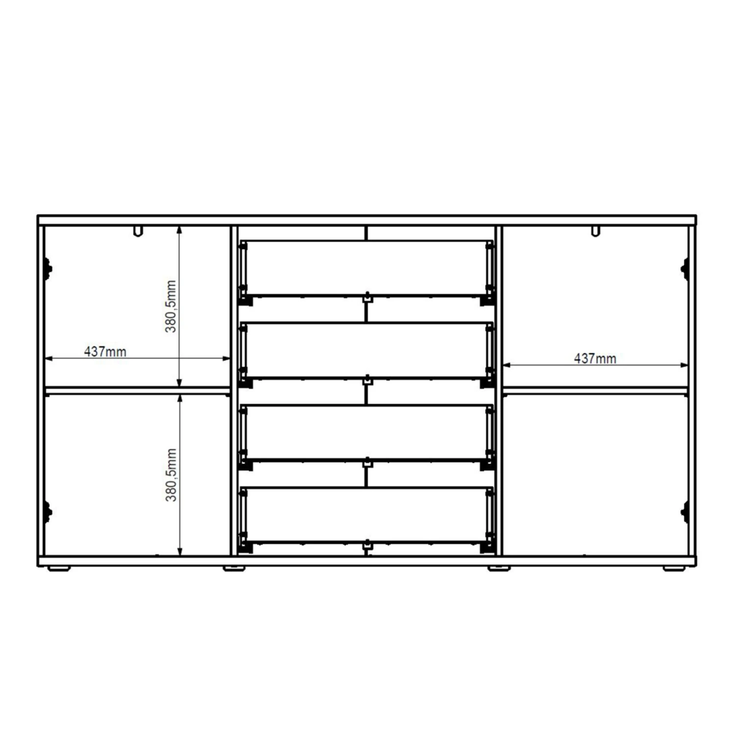 Sideboard - Bartex Eiche-grau - 4 Schubkästen - 154 cm breit 5 Sideboard - Bartex Eiche-grau - 4 Schubkästen - 154 cm breit – Bild 5