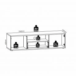 Lowboard - Bartex Eiche-grau - Schubkasten - 154 cm -Esszimmer Verkaufsgeschäft 0153002700 04 1600Wx1600H