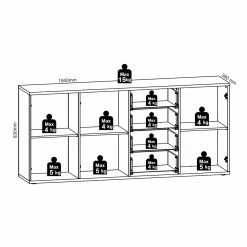 Sideboard - Bartex Eiche-grau - 4 Schubkästen - 185 cm -Esszimmer Verkaufsgeschäft 0153002800 03 1600Wx1600H