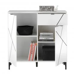 Kommode - weiß Hochglanz-schwarz - Schublade - 92 cm breit -Esszimmer Verkaufsgeschäft 0153008400 03 1600Wx1600H