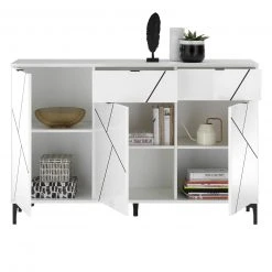 Sideboard - weiß Hochglanz-schwarz - 3 Türen - 138 cm breit -Esszimmer Verkaufsgeschäft 0153008500 03 1600Wx1600H