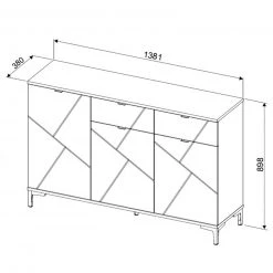 Sideboard - weiß Hochglanz-schwarz - 3 Türen - 138 cm breit -Esszimmer Verkaufsgeschäft 0153008500 04 1600Wx1600H