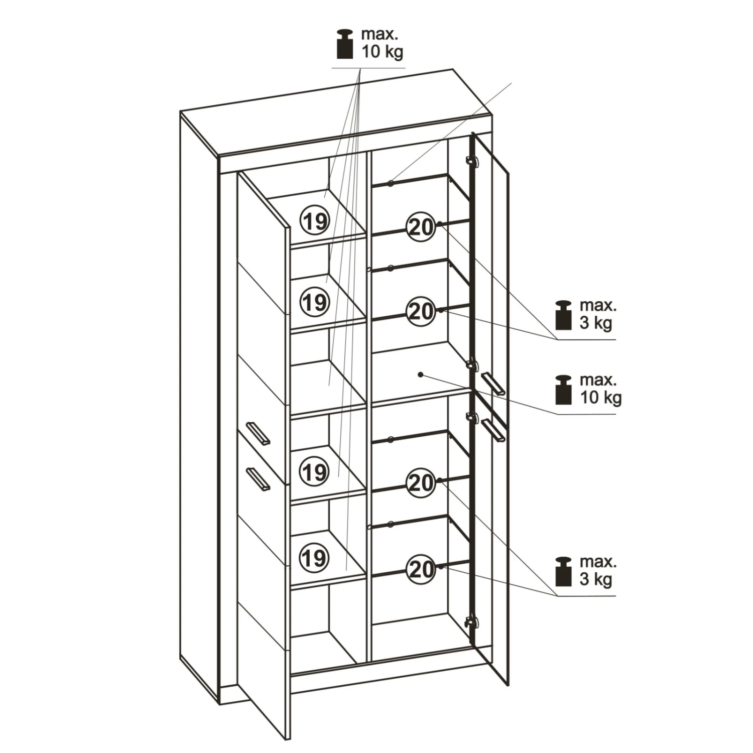 Vitrine - Beton-Optik - weiß glänzend - mit Beleuchtung 2 Vitrine - Beton-Optik - weiß glänzend - mit Beleuchtung – Bild 2