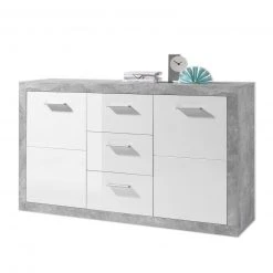 Sideboard - Beton-Optik - weiß - 147 cm breit