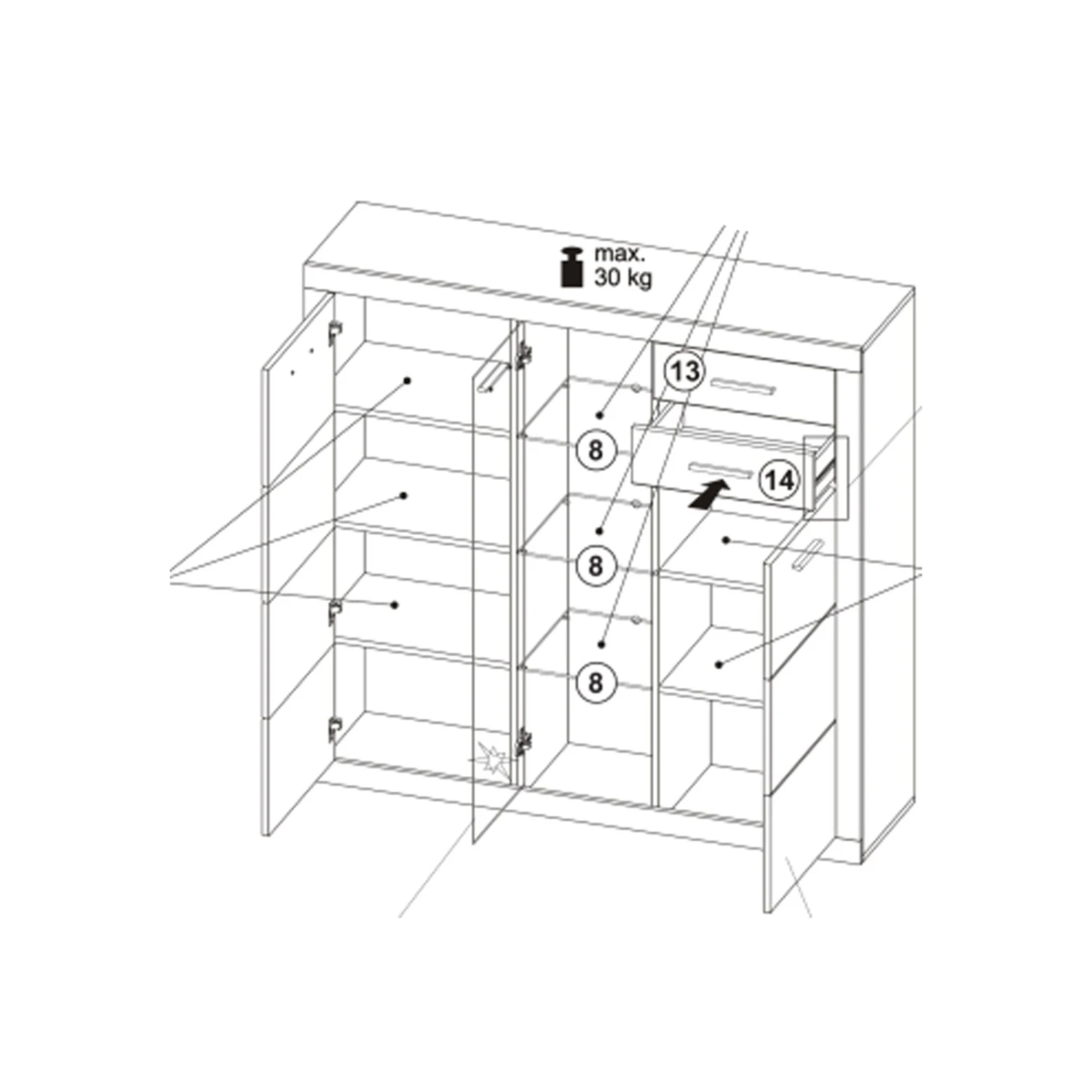 Highboard - Beton-Optik - weiß - mit Beleuchtung 2 Highboard - Beton-Optik - weiß - mit Beleuchtung – Bild 2