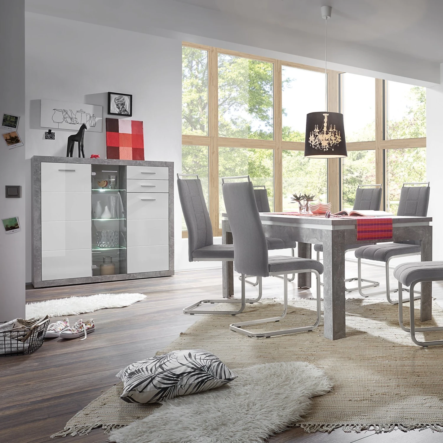 Highboard - Beton-Optik - weiß - mit Beleuchtung 3 Highboard - Beton-Optik - weiß - mit Beleuchtung – Bild 3