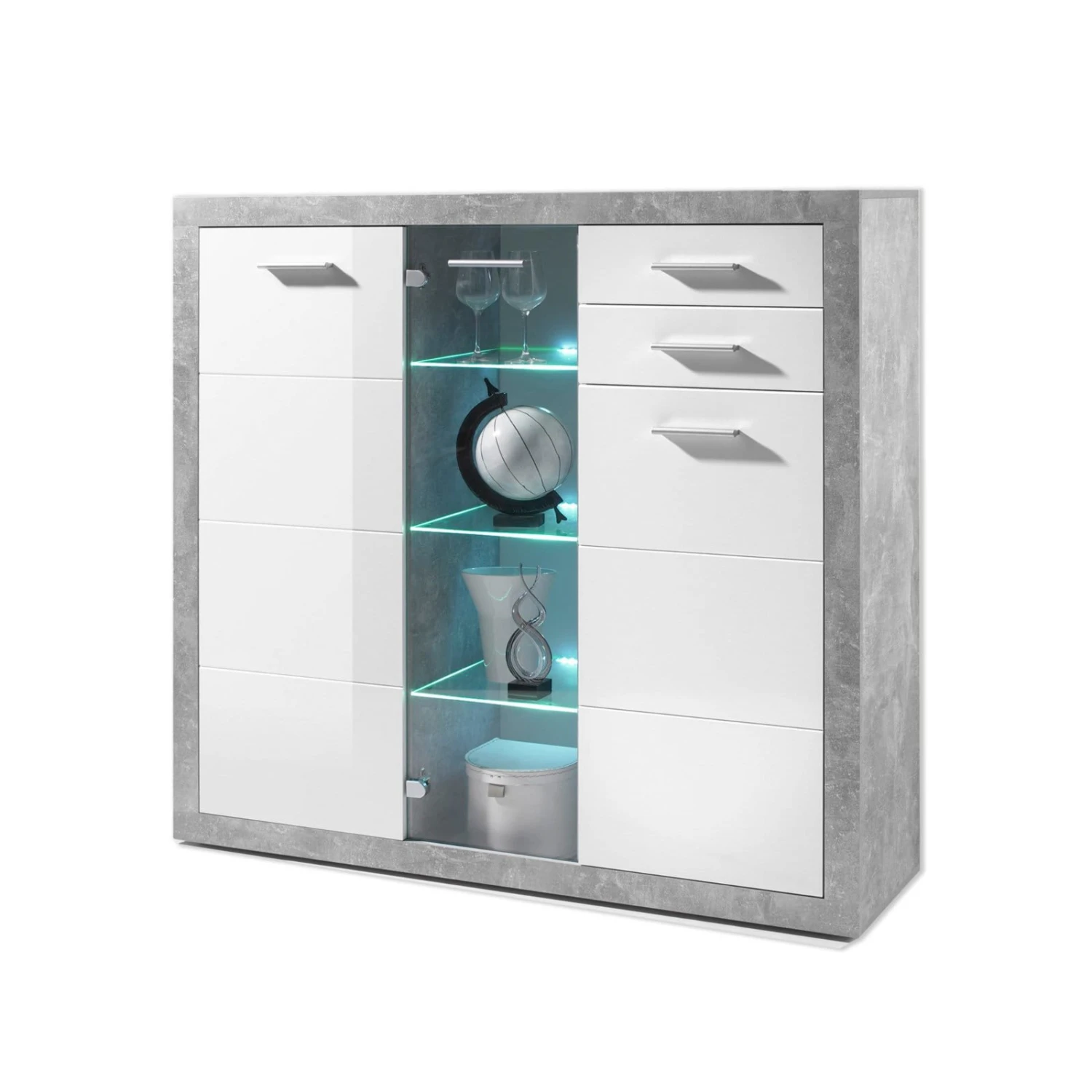 Highboard - Beton-Optik - weiß - mit Beleuchtung 4 Highboard - Beton-Optik - weiß - mit Beleuchtung – Bild 4