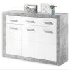 Kommode - Beton - weiß Hochglanz - 117 cm breit
