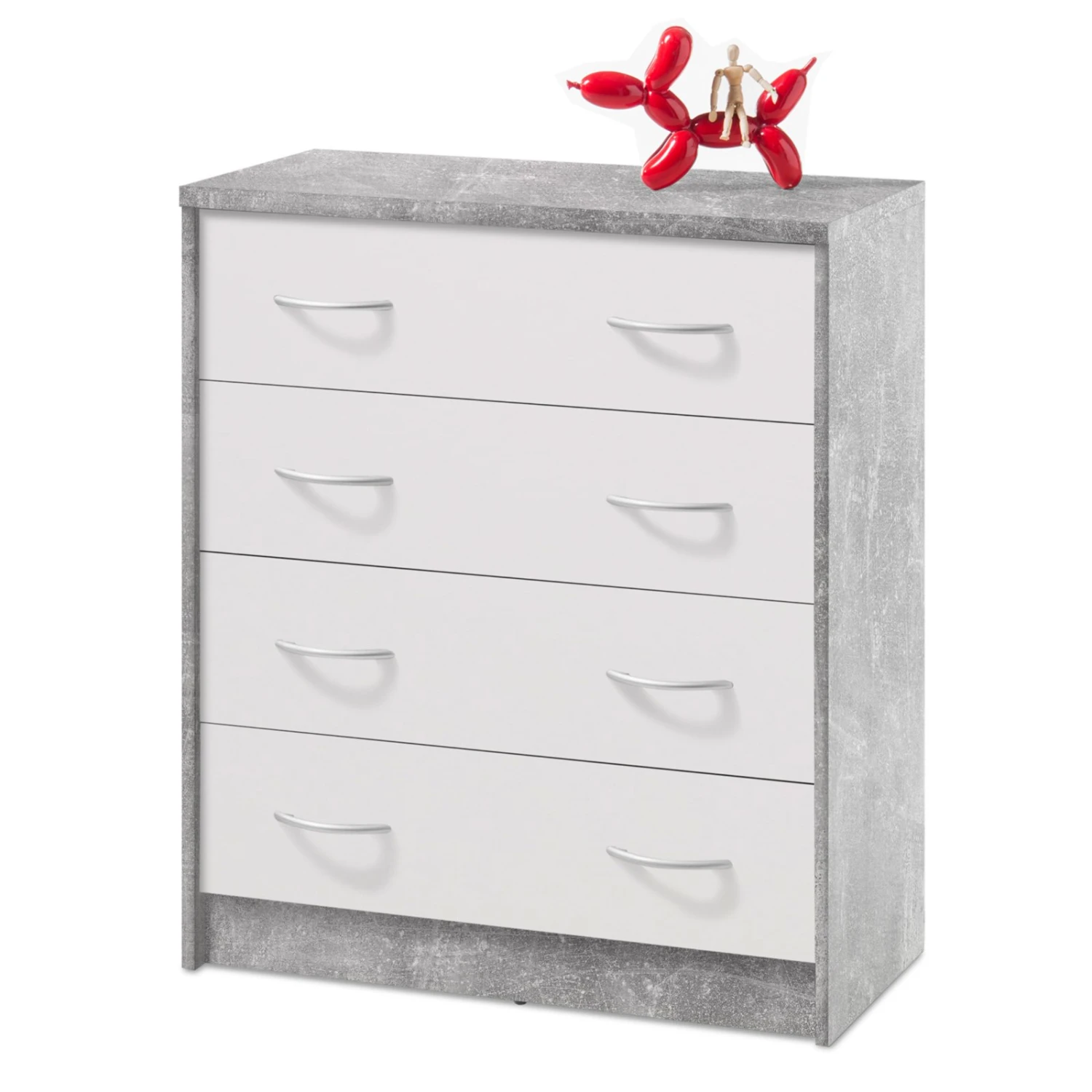 Kommode - Beton-weiß - 74 cm breit 1 Kommode - Beton-weiß - 74 cm breit