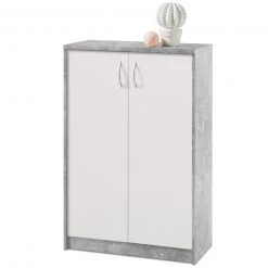 Kommode - Betonoptik-weiß - 2 Türen - 112 cm hoch