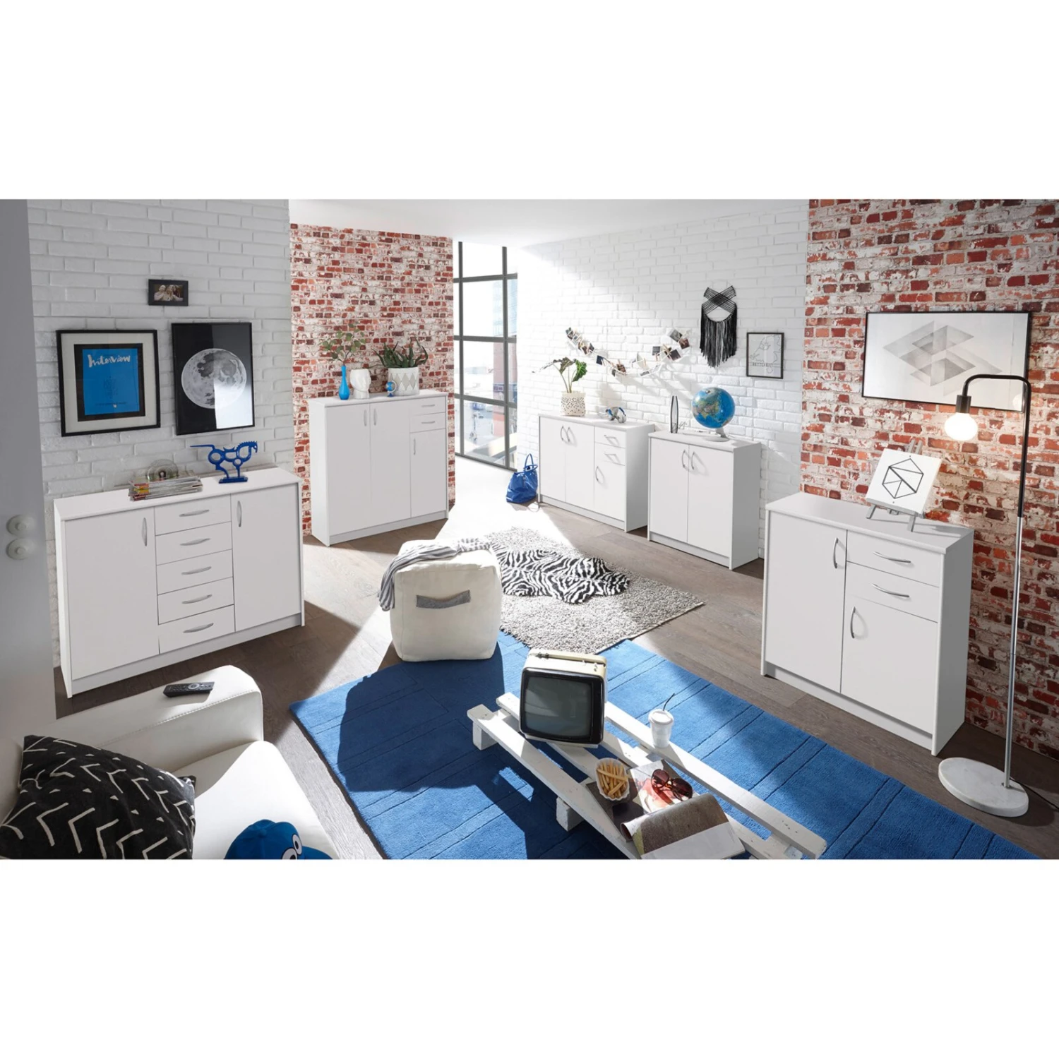 Kommode - weiß - 2 Türen - 112 cm hoch 2 Kommode - weiß - 2 Türen - 112 cm hoch – Bild 2