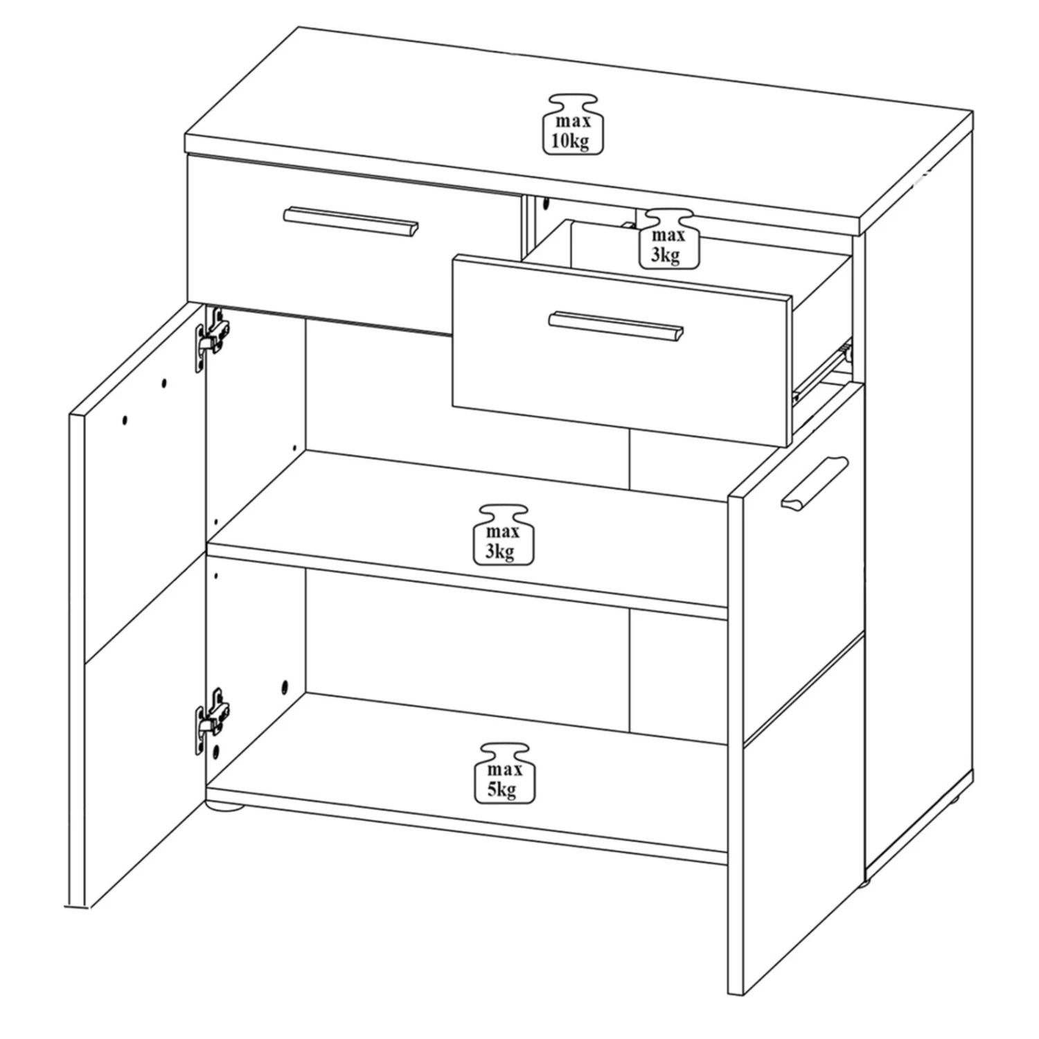 Kommode - Schlammeiche-Schwarzeiche - 2 Türen 2 Kommode - Schlammeiche-Schwarzeiche - 2 Türen – Bild 2