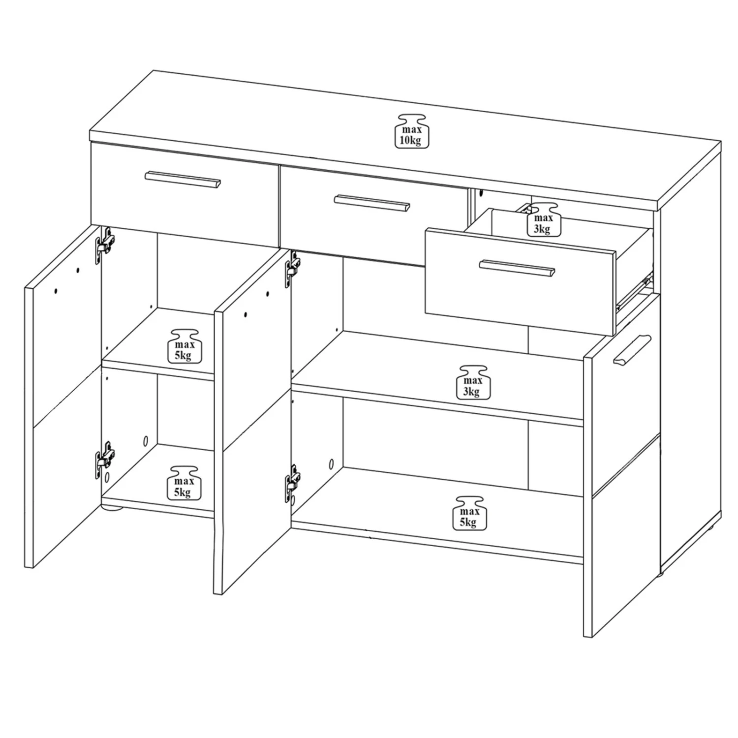 Sideboard - Schlammeiche-Schwarzeiche - 120 cm breit 2 Sideboard - Schlammeiche-Schwarzeiche - 120 cm breit – Bild 2