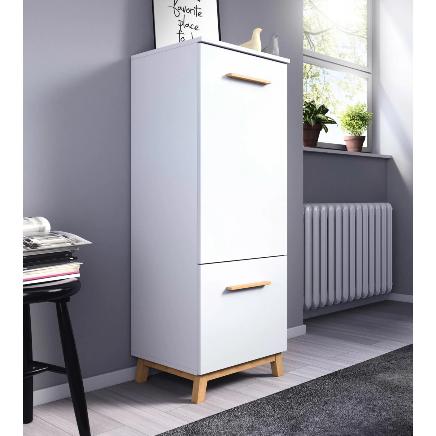 Kommode - alpinweiß - 2 Drehtüren - 127 cm hoch 2 Kommode - alpinweiß - 2 Drehtüren - 127 cm hoch – Bild 2