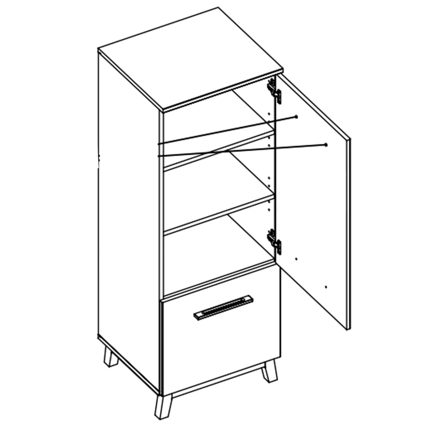 Kommode - alpinweiß - 2 Drehtüren - 127 cm hoch 3 Kommode - alpinweiß - 2 Drehtüren - 127 cm hoch – Bild 3