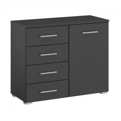 Kommode - grau metallic - 4 Schubkästen - 80 cm