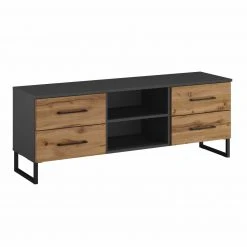 Lowboard - Wotan Eiche-grau metallic - 4 Schubkästen - 140 cm