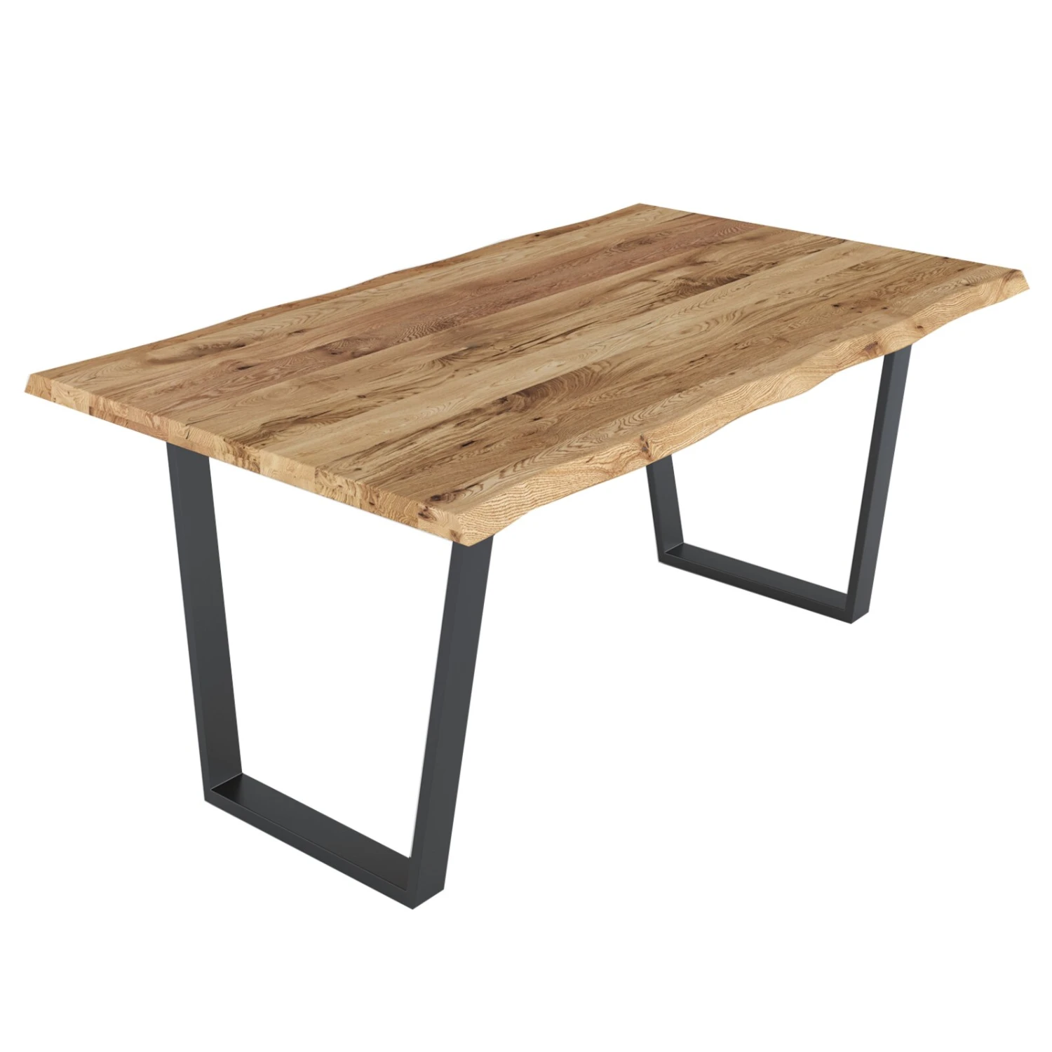 Esstisch - Eiche massiv-schwarz - mit Baumkante - 160x100 cm 1 Esstisch - Eiche massiv-schwarz - mit Baumkante - 160x100 cm