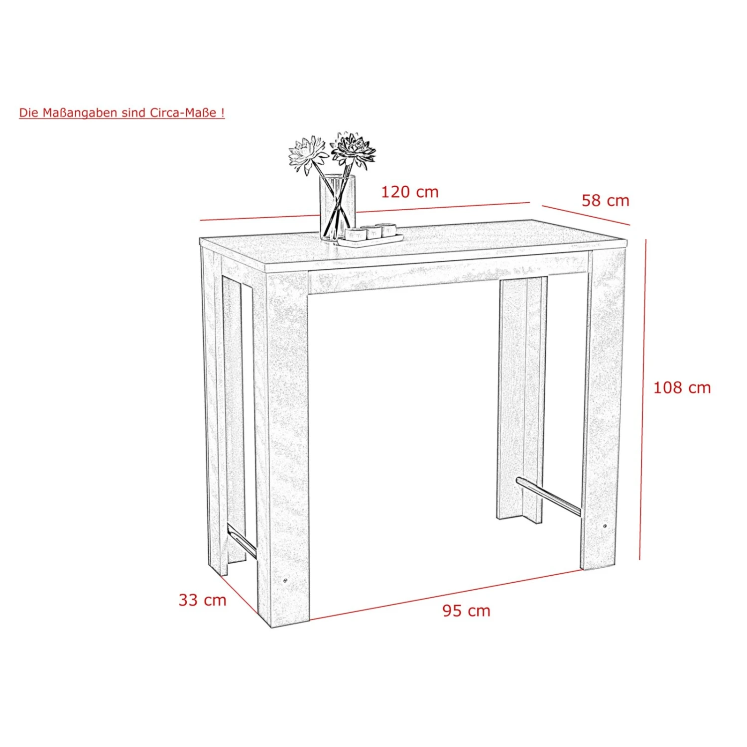Bartisch - weiß - 120x58 cm 3 Bartisch - weiß - 120x58 cm – Bild 3