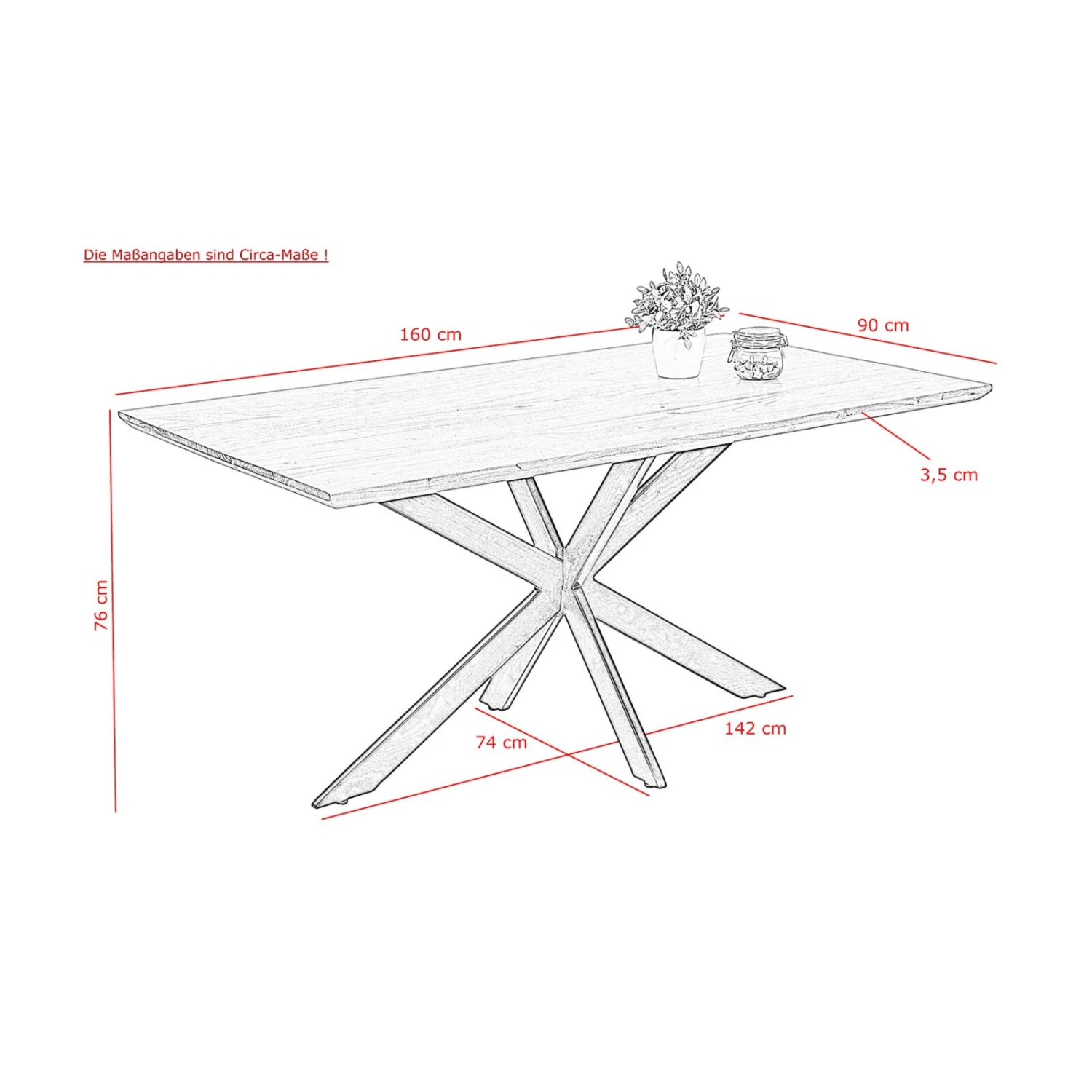 Esstisch - Akazie-schwarz - massiv - 160 cm 3 Esstisch - Akazie-schwarz - massiv - 160 cm – Bild 3