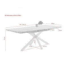 Esstisch - Betonoptik-Chrom - ausziehbar 5 Esstisch - Betonoptik-Chrom - ausziehbar -Esszimmer Verkaufsgeschäft 0405009000 03 1600Wx1600H