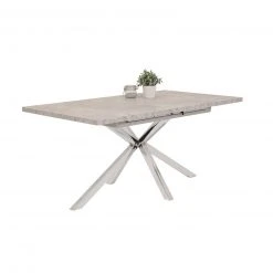 Esstisch - Betonoptik-Chrom - ausziehbar