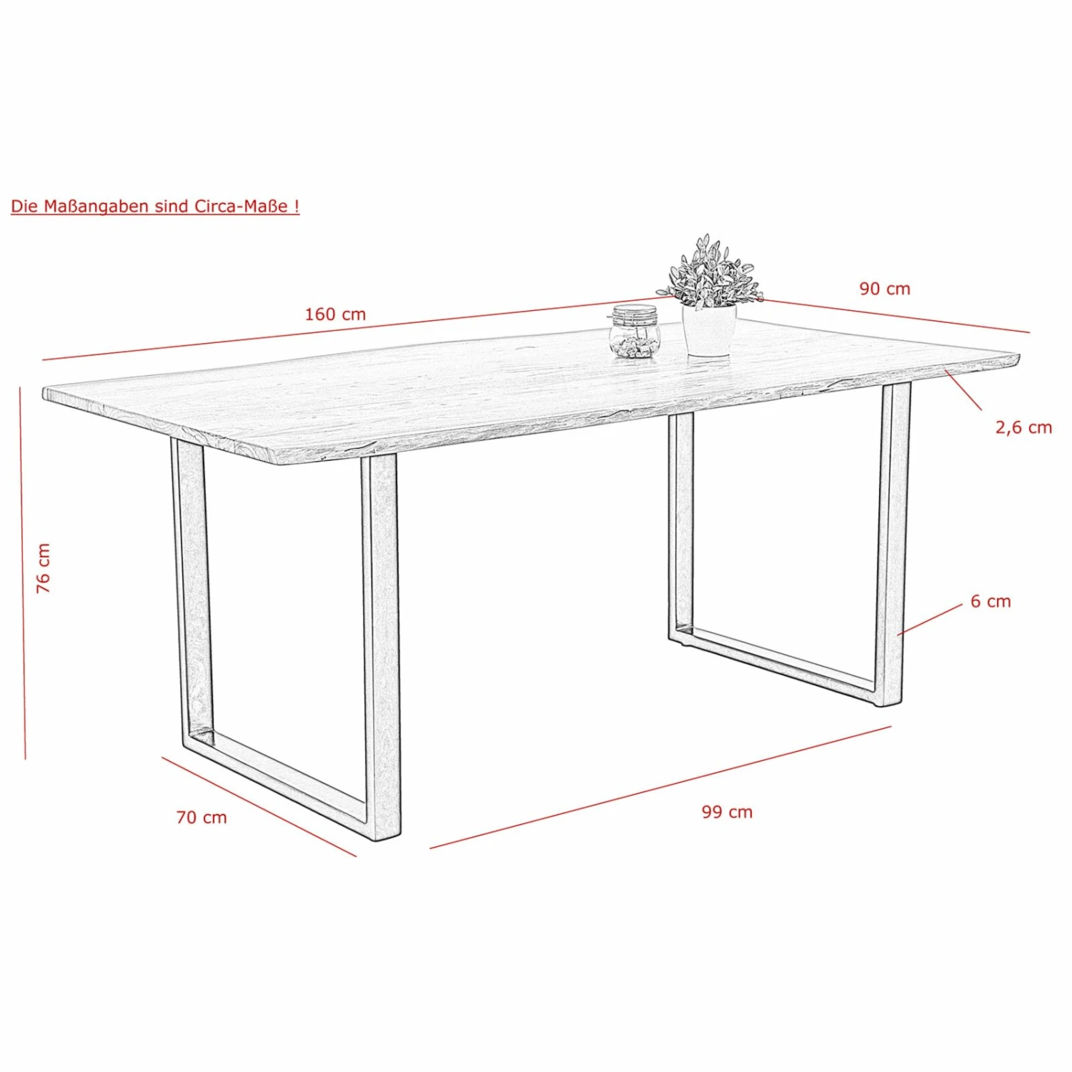 Esstisch - Akazie massiv - Baumkante - 160x90 cm 5 Esstisch - Akazie massiv - Baumkante - 160x90 cm – Bild 5