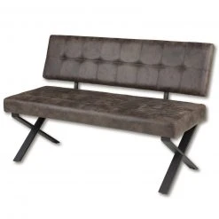 Bank mit Rückenlehne - braun - Kunstleder Vintage