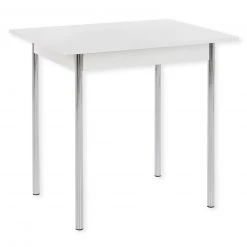 Küchentisch - weiß - chromfarben - 90x65 cm