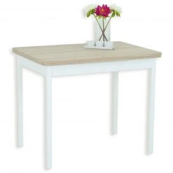 Esstisch - Sonoma Eiche-weiß - teilmassiv - ausziehbar