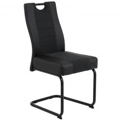 Schwingstuhl - schwarz-anthrazit - Stoff-Lederoptik-Mix