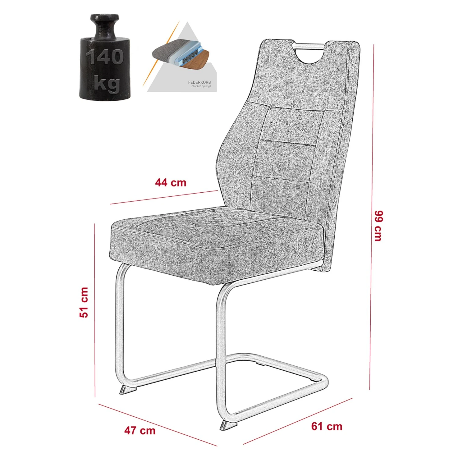 Schwingstuhl - anthrazit - Samtvelour 6 Schwingstuhl - anthrazit - Samtvelour – Bild 6