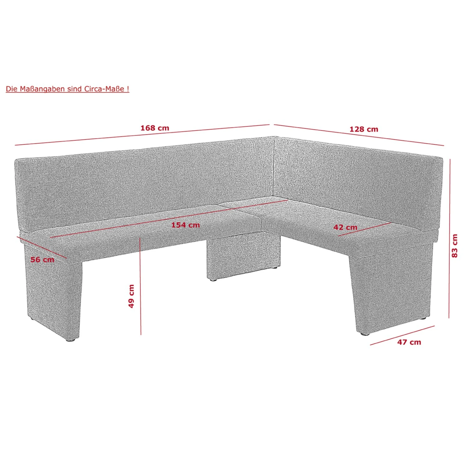 Eckbank - anthrazit - 168x128 cm 2 Eckbank - anthrazit - 168x128 cm – Bild 2