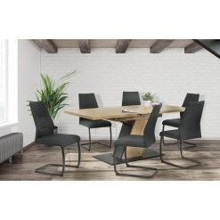 Säulentisch - Artisan Eiche - schwarz - ausziehbar 8 Säulentisch - Artisan Eiche - schwarz - ausziehbar -Esszimmer Verkaufsgeschäft 0405035000 03 1600Wx1600H