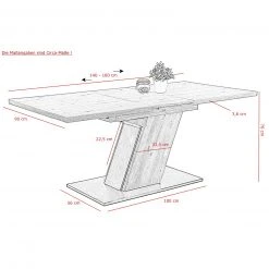 Säulentisch - Artisan Eiche - schwarz - ausziehbar 11 Säulentisch - Artisan Eiche - schwarz - ausziehbar -Esszimmer Verkaufsgeschäft 0405035000 06 1600Wx1600H