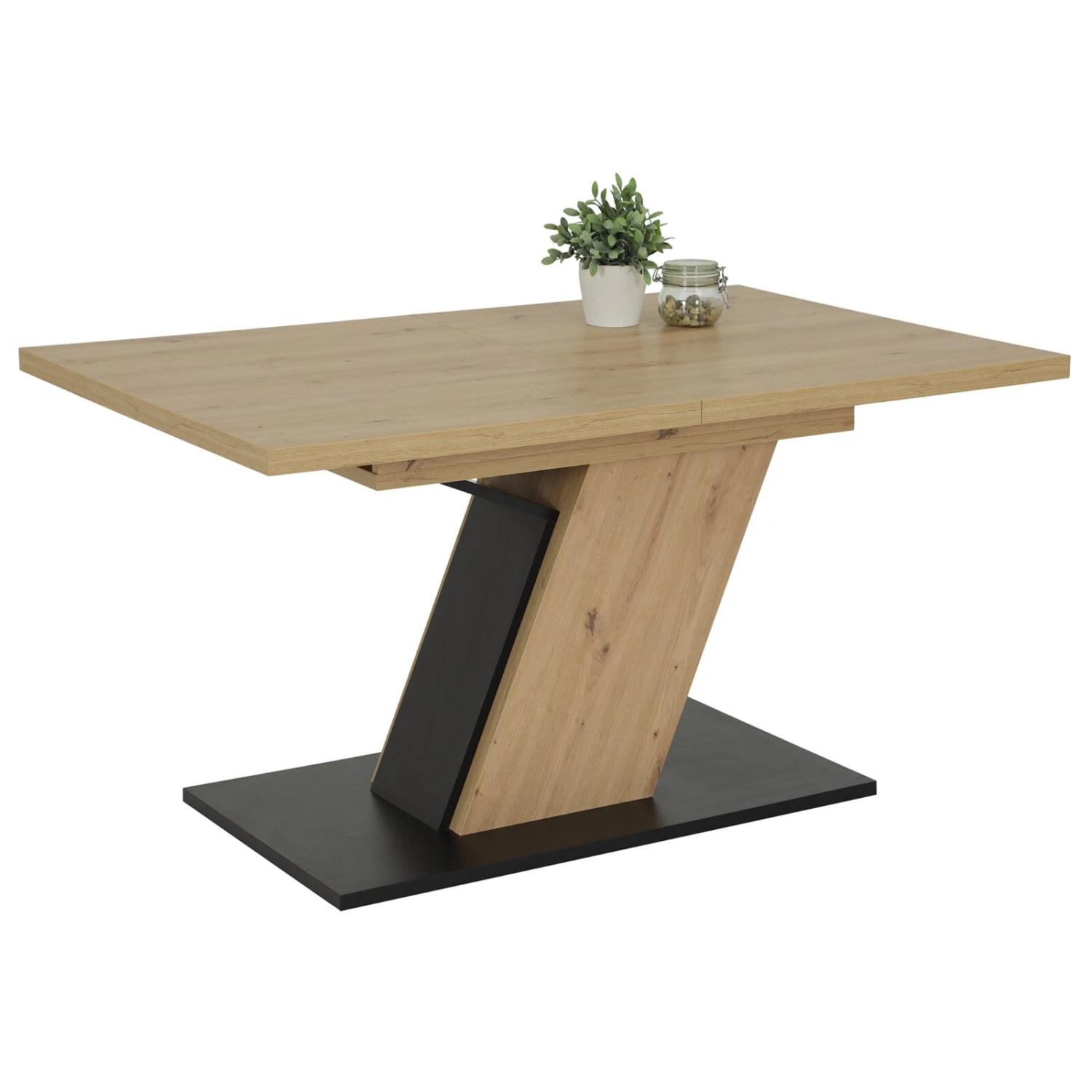 Säulentisch - Artisan Eiche - schwarz - ausziehbar 1 Säulentisch - Artisan Eiche - schwarz - ausziehbar