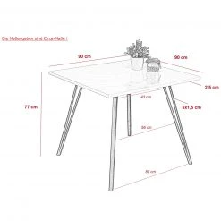 Esstisch - weiß Hochglanz - Beine V-förmig - 90x90 cm -Esszimmer Verkaufsgeschäft 0405036300 02 1600Wx1600H