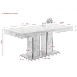 Esstisch - Betonoptik-anthrazit - ausziehbar bis 180 cm -Esszimmer Verkaufsgeschäft 0405036700 03 1600Wx1600H