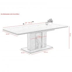 Esstisch - Artisan Eiche-Burned Wood - ausziehbar bis 210 cm 9 Esstisch - Artisan Eiche-Burned Wood - ausziehbar bis 210 cm -Esszimmer Verkaufsgeschäft 0405037100 05 1600Wx1600H