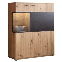 Highboard - Artisan Eiche-Burned Wood - Glas links - 100 cm breit