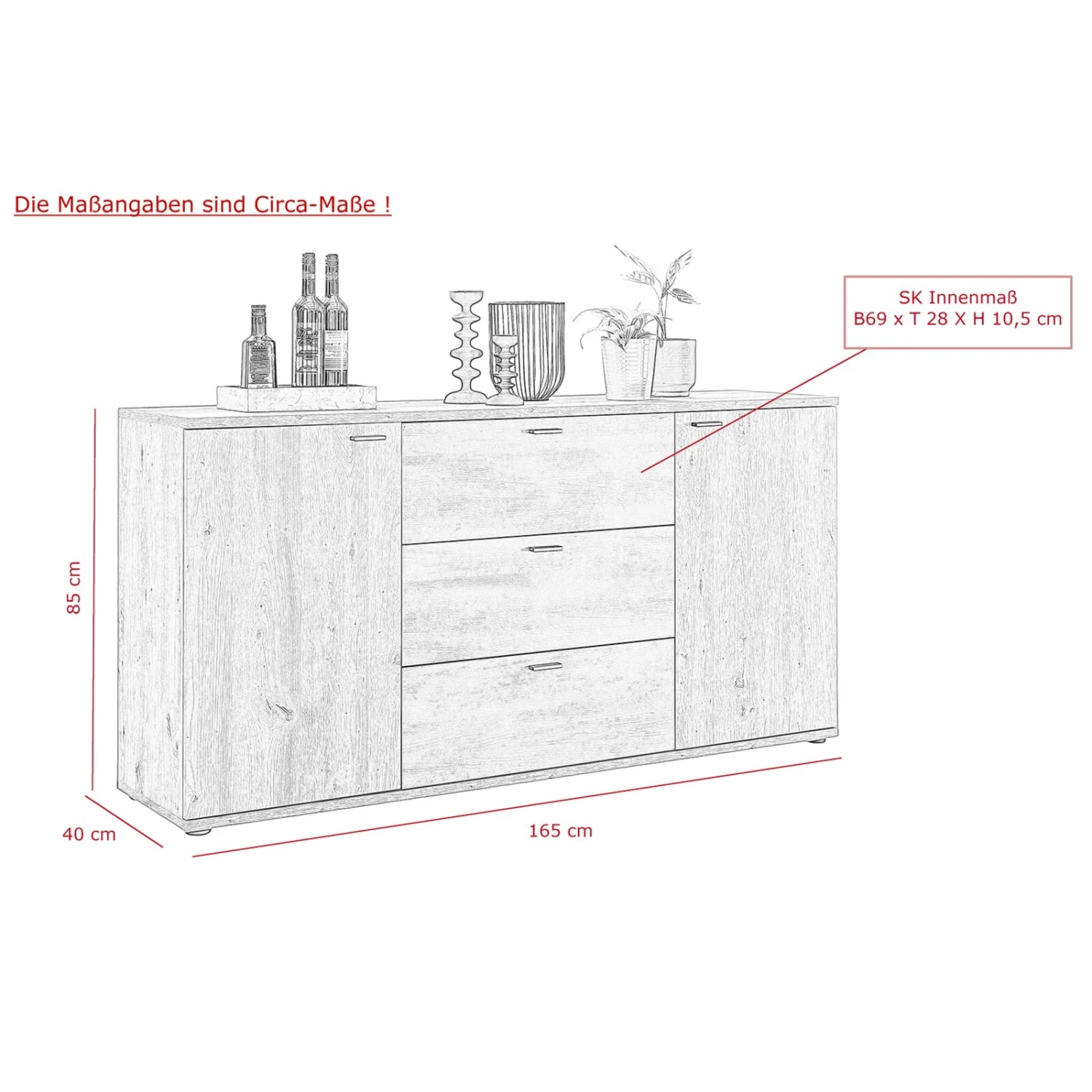 Sideboard - Artisan Eiche-Burned Wood - 165 cm breit 5 Sideboard - Artisan Eiche-Burned Wood - 165 cm breit – Bild 5