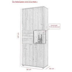 Vitrine - Artisan Eiche-Burned Wood - 2 Türen - 197 cm hoch -Esszimmer Verkaufsgeschäft 0405037700 05 1600Wx1600H