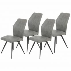 4er-Set Schwingstühle - grau - Vintage-Optik