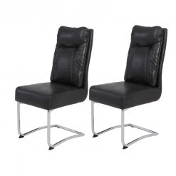 2er-Set Schwingstühle - anthrazit Vintage - Microfaser