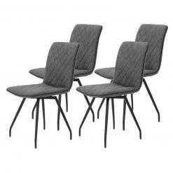 4er-Set Stühle - anthrazit - Vintage - Microfaser