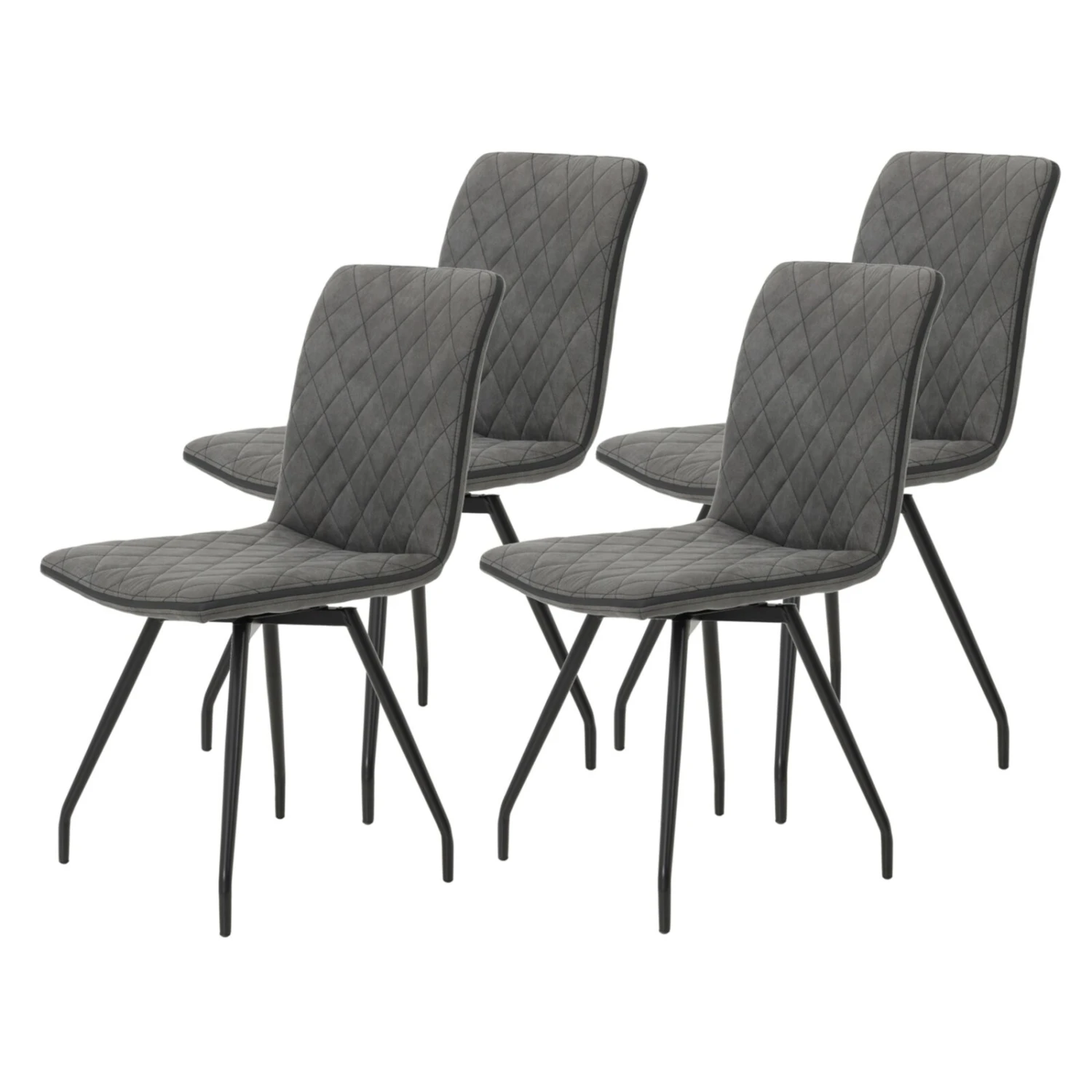 4er-Set Stühle - anthrazit - Vintage - Microfaser 1 4er-Set Stühle - anthrazit - Vintage - Microfaser